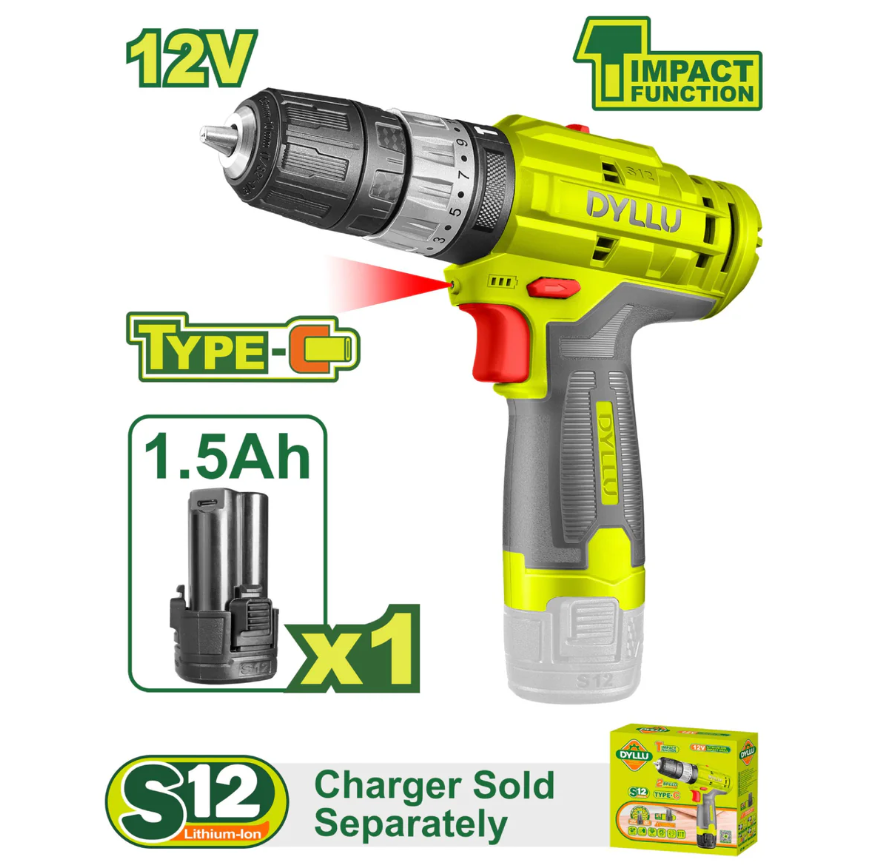 دريل شحن مع شاكوش 12 فولت ديلو DTCDS540