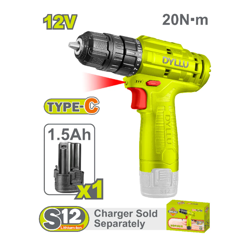 دريل شحن 12 فولت بطارية ليثيوم عدد 1 من ديلو TDLI228120-1