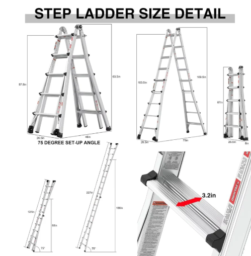 سلم قابل للطوي المنيوم ثقيل 2.44 متر