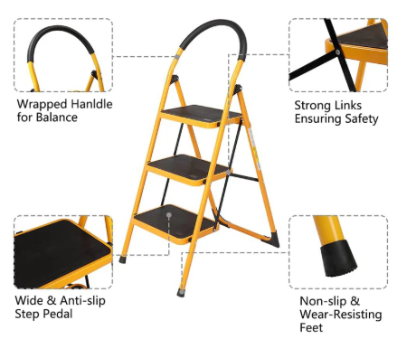 سلم اصفر درجة عريضة 4 درجات