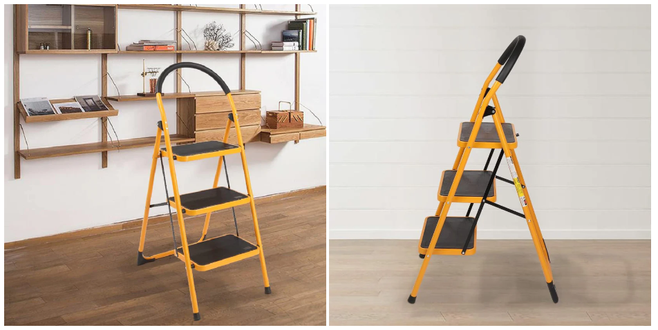 سلم اصفر درجة عريضة 4 درجات